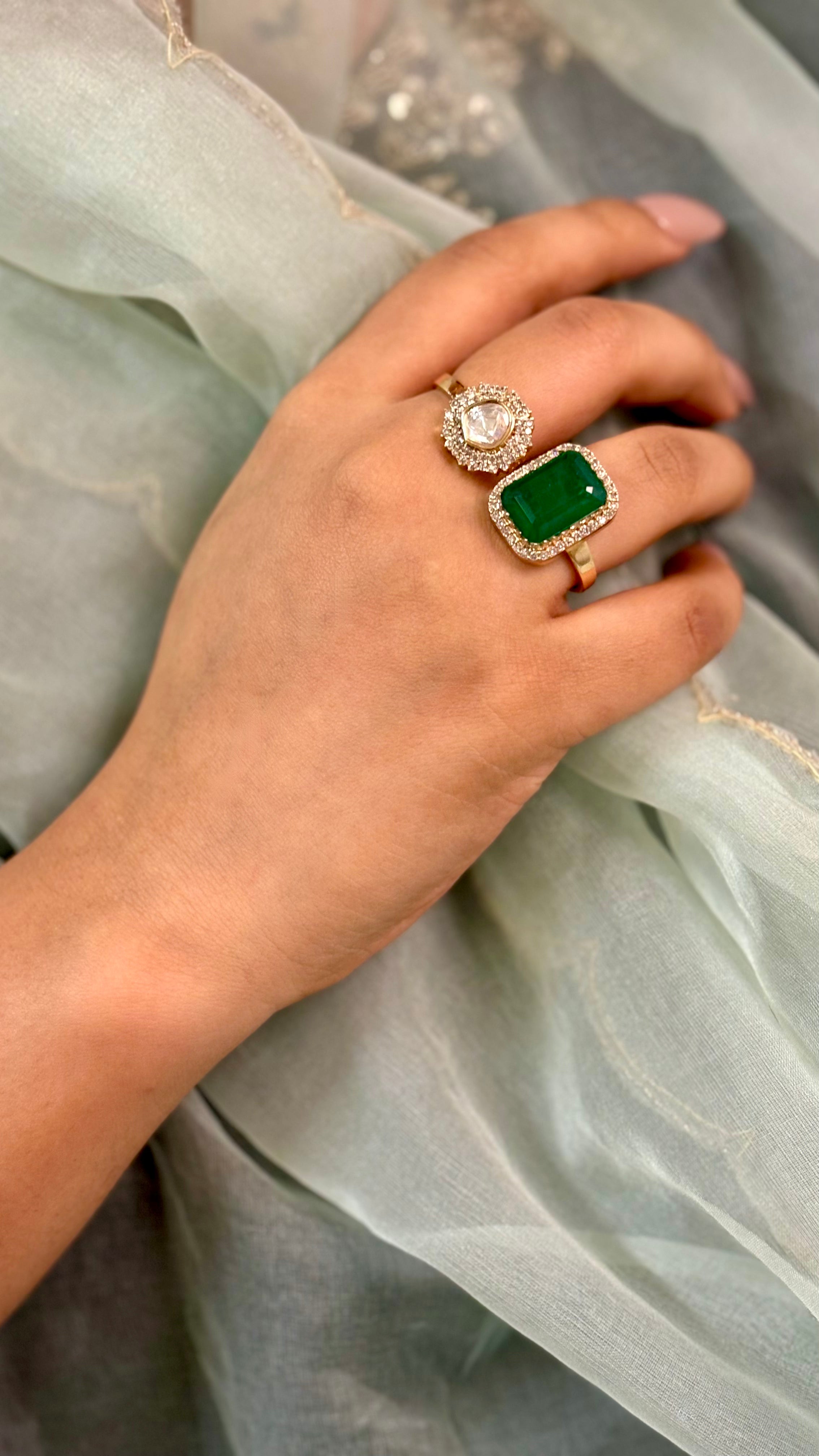 Classic Emerald & Kundan Ring