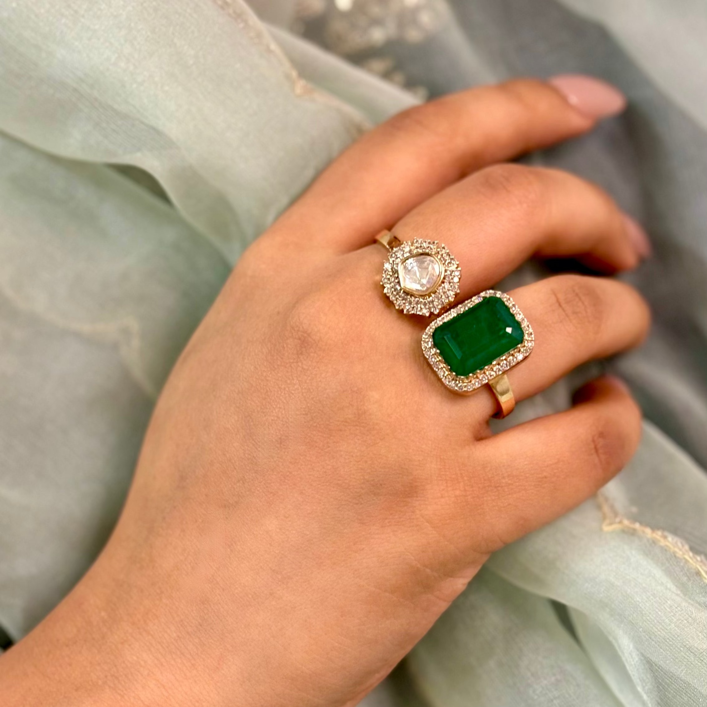 Classic Emerald & Kundan Ring