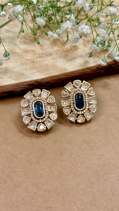 Azure Majesty Kundan Studs