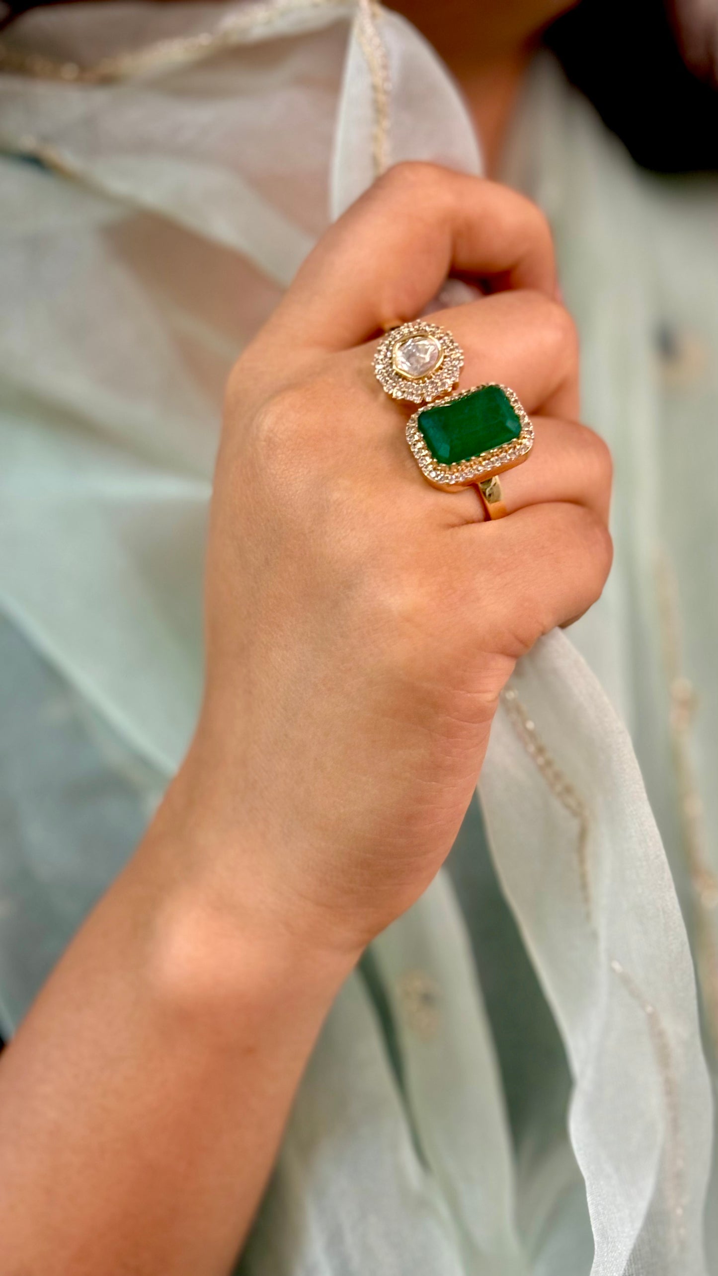 Classic Emerald & Kundan Ring