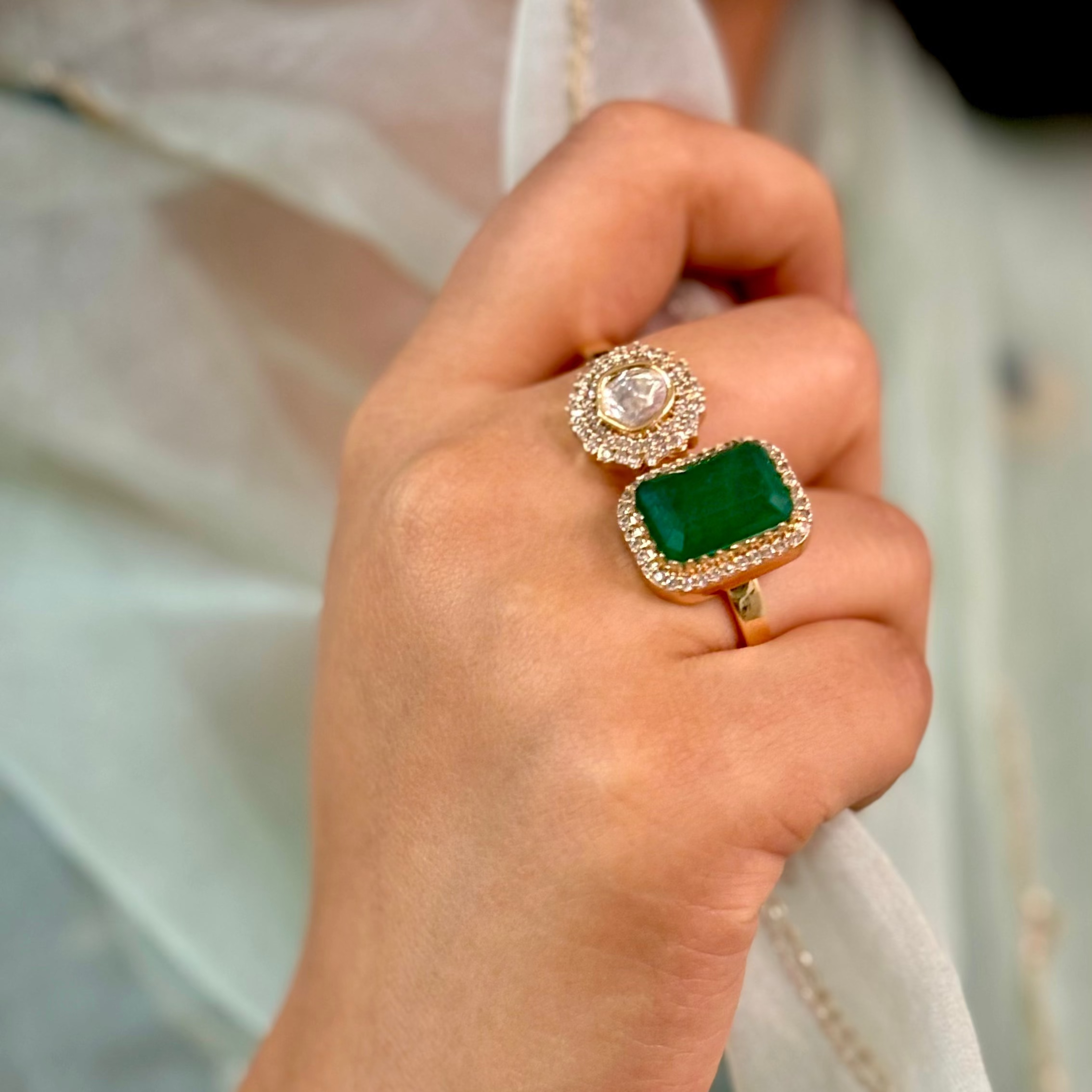 Classic Emerald & Kundan Ring