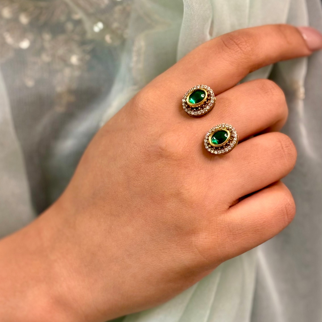 Mughal Green Kundan Ring
