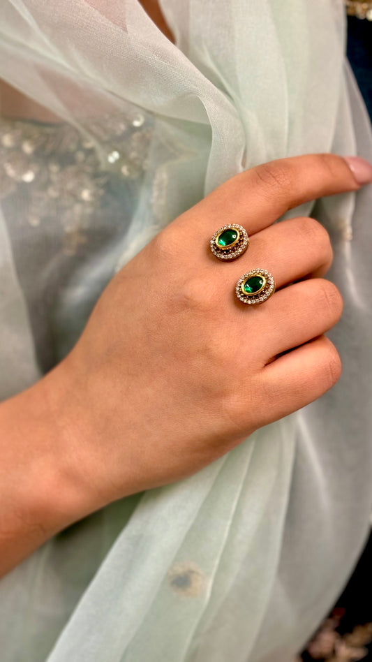 Mughal Green Kundan Ring