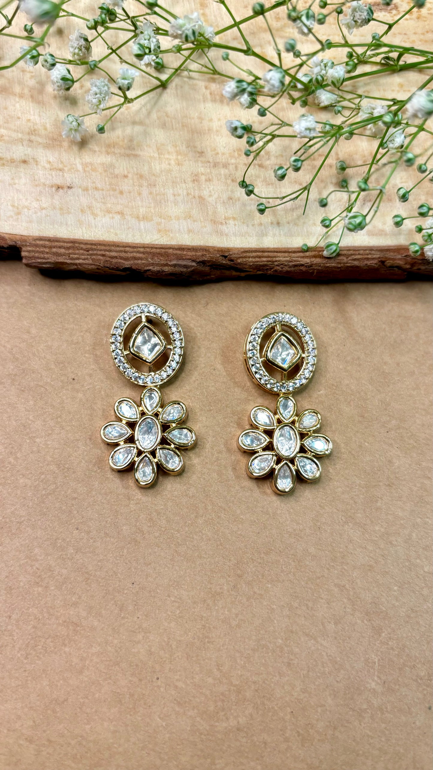 Classic Droplet Polki & Kundan Earrings