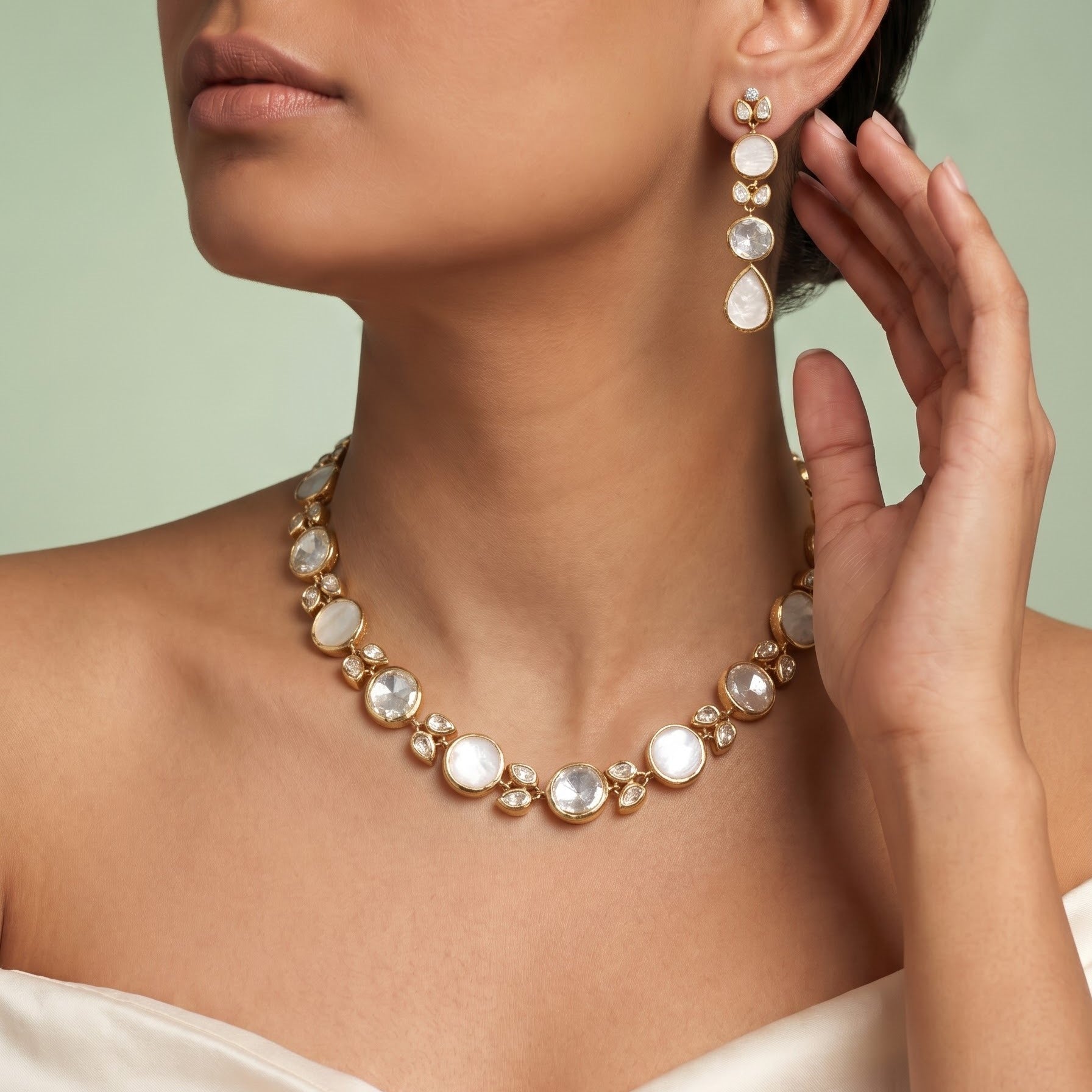 Serene Pearl Polki Choker Set