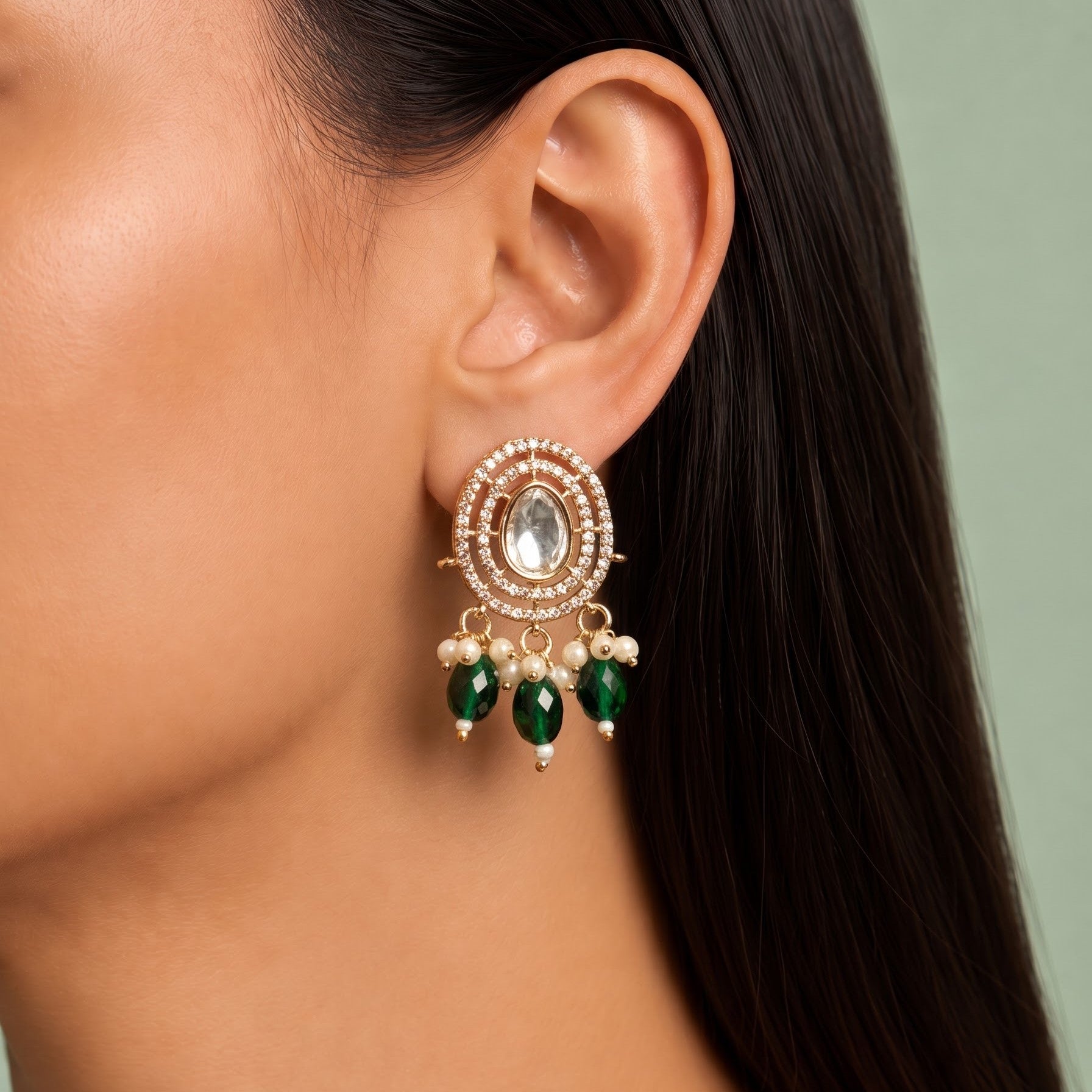 Sitara-Emerald earrings