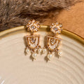 Lotus White Kundan Danglers