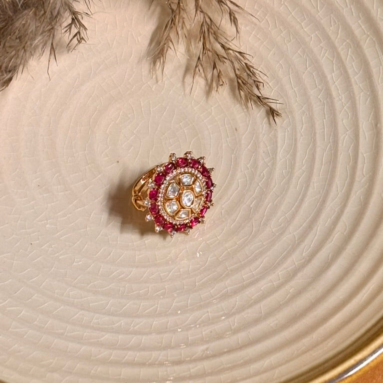 Vintage Pink Kundan Ring