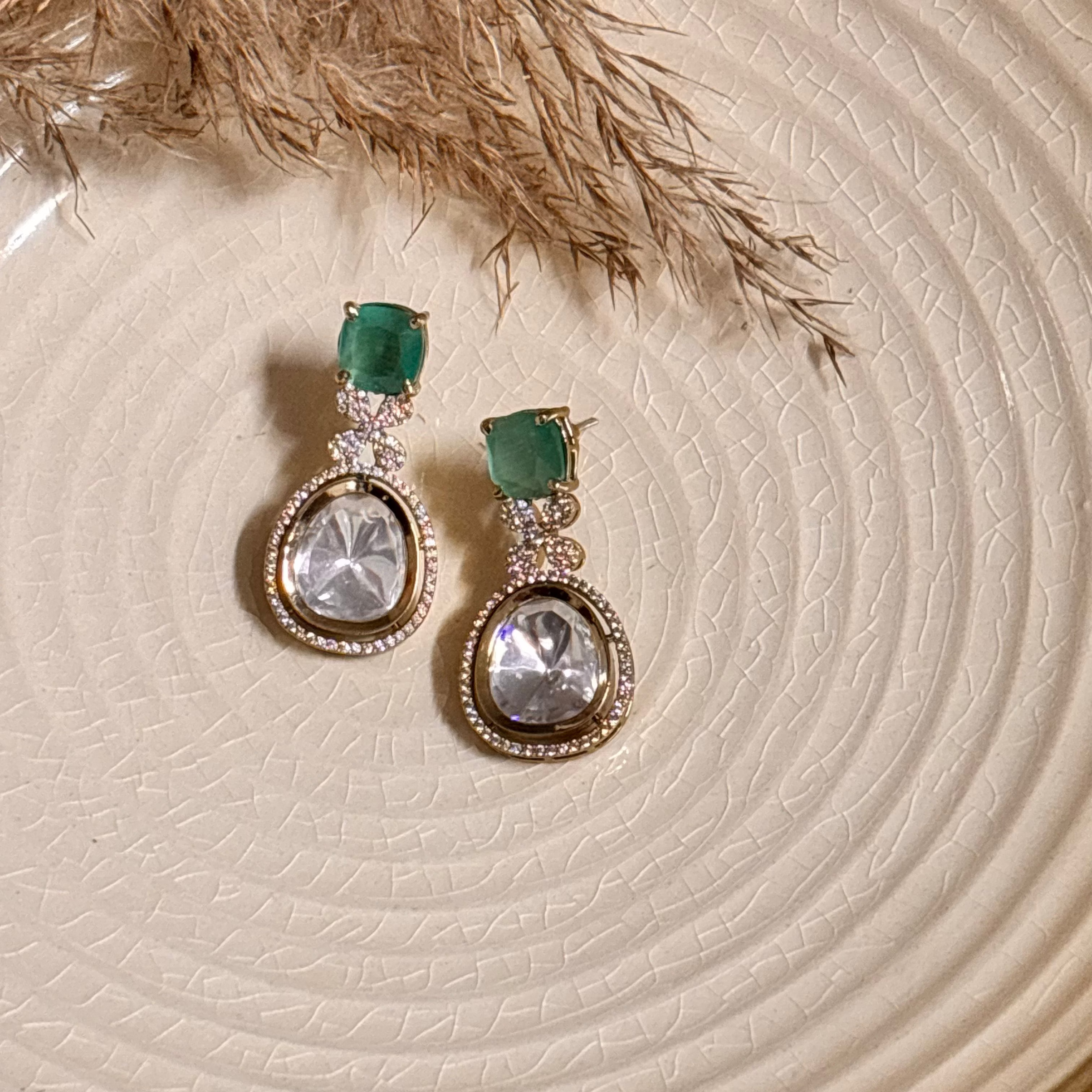 Ethereal Polki Green Droplets