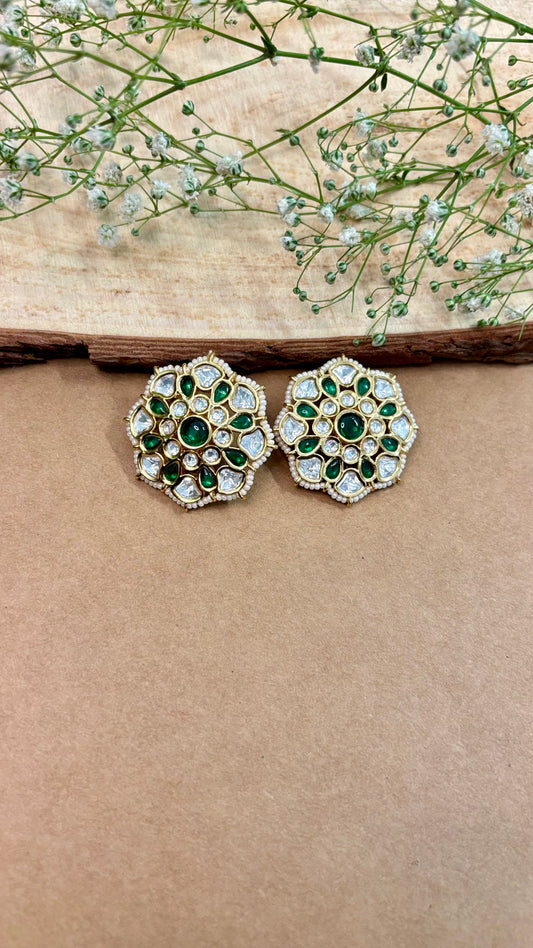 Timeless Green Kundan Studs