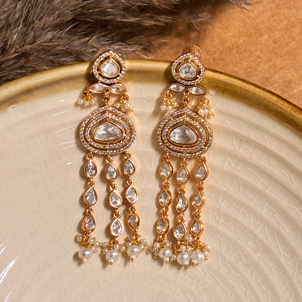 Modern Plain Polki & Kundan Danglers