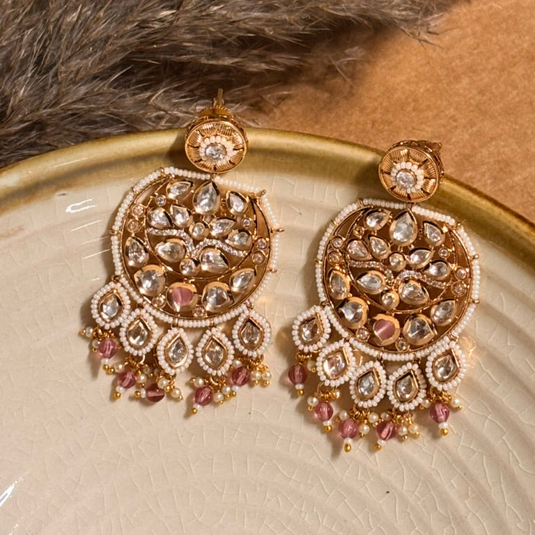 Serene Soft Pink Kundan Danglers