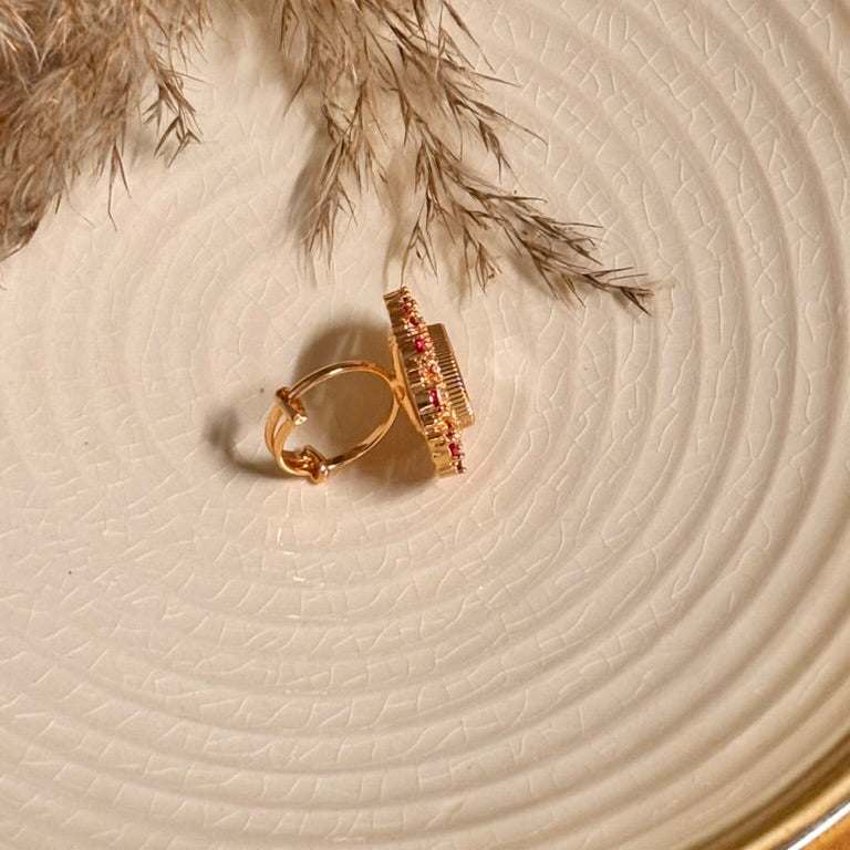 Soft Rose Kundan Ring