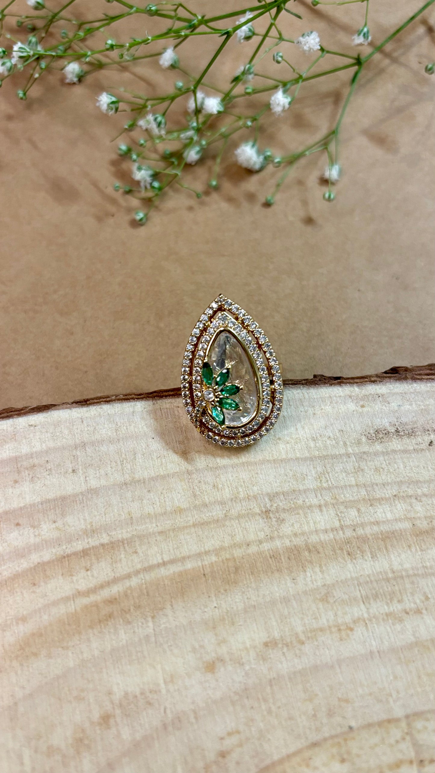 Elegant Forest Kundan Ring