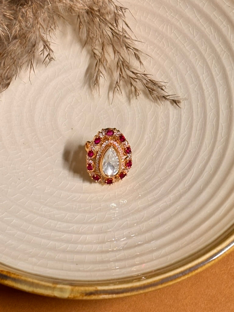 Soft Rose Kundan Ring