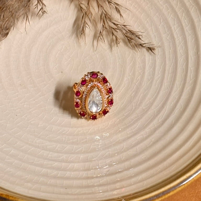 Soft Rose Kundan Ring