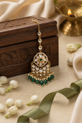 Emerald Majesty Kundan Maang Tikka