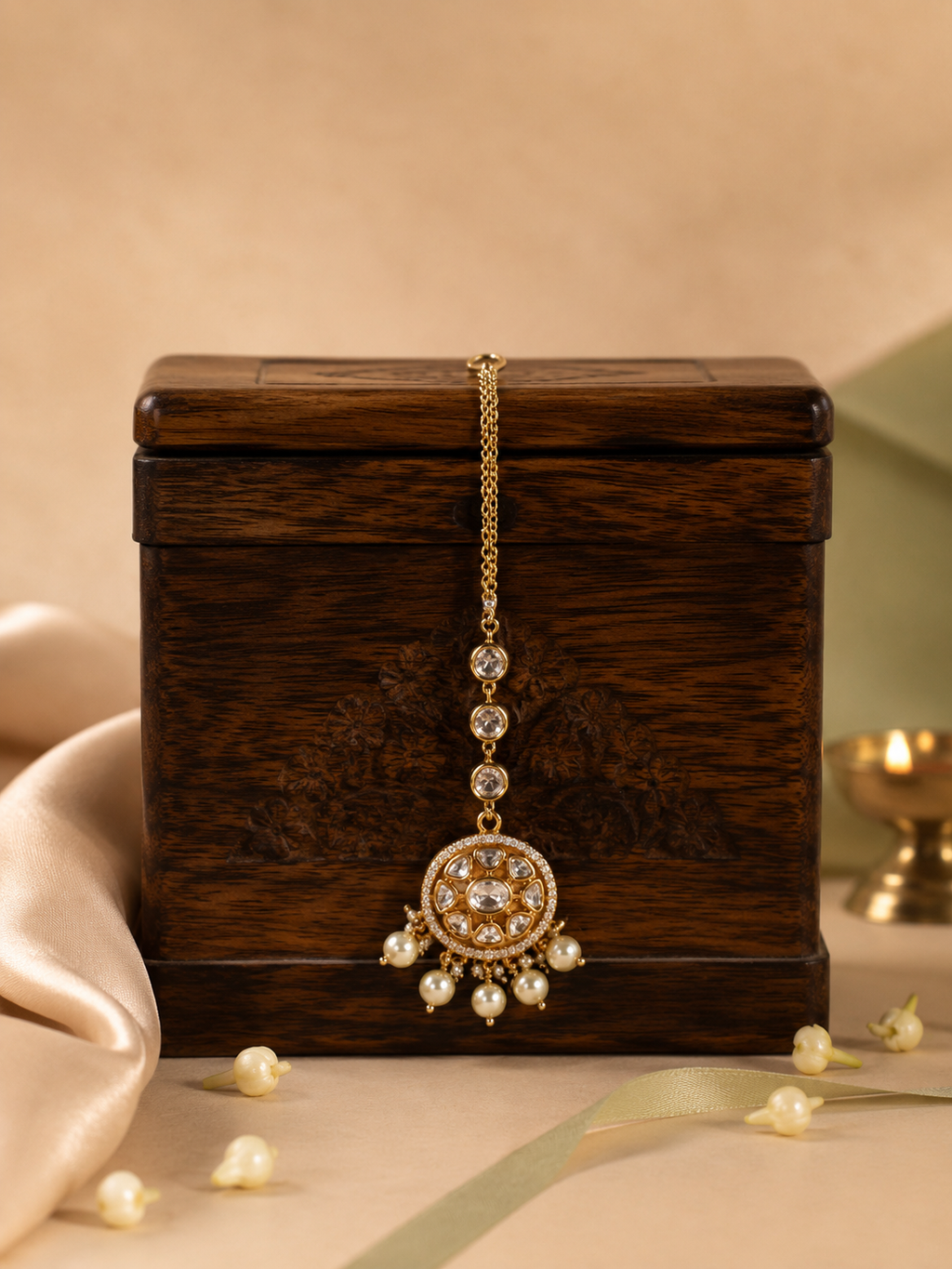 Delicate Charm Polki & Kundan Maang Tikka