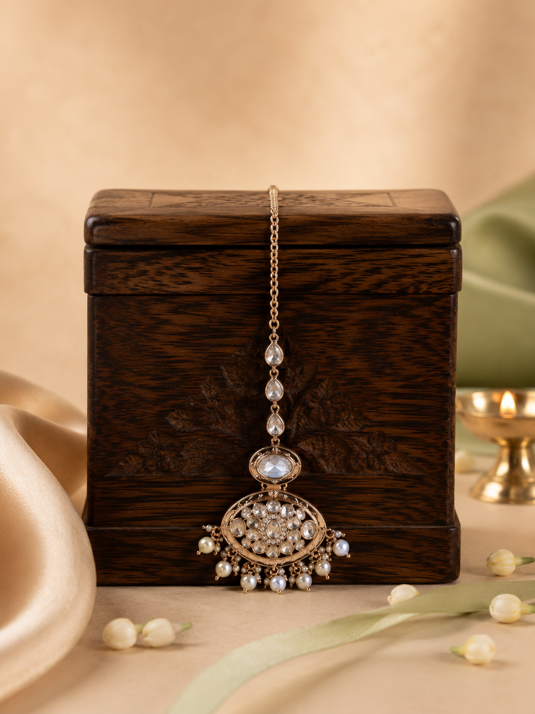 Opulent Charm Polki & Kundan Maang Tikka