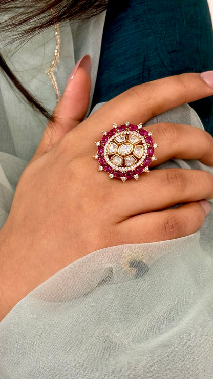 Vintage Pink Kundan Ring