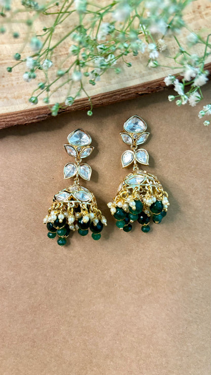 Celestial Green Polki Jhumkas