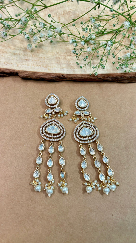 Modern Plain Polki & Kundan Danglers