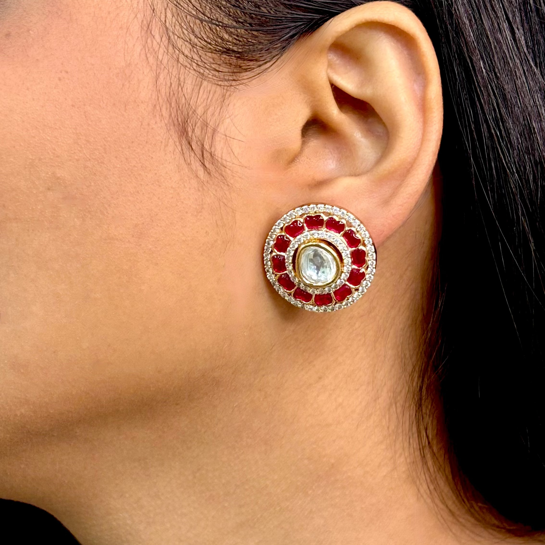 Serene Pink Polki Studs