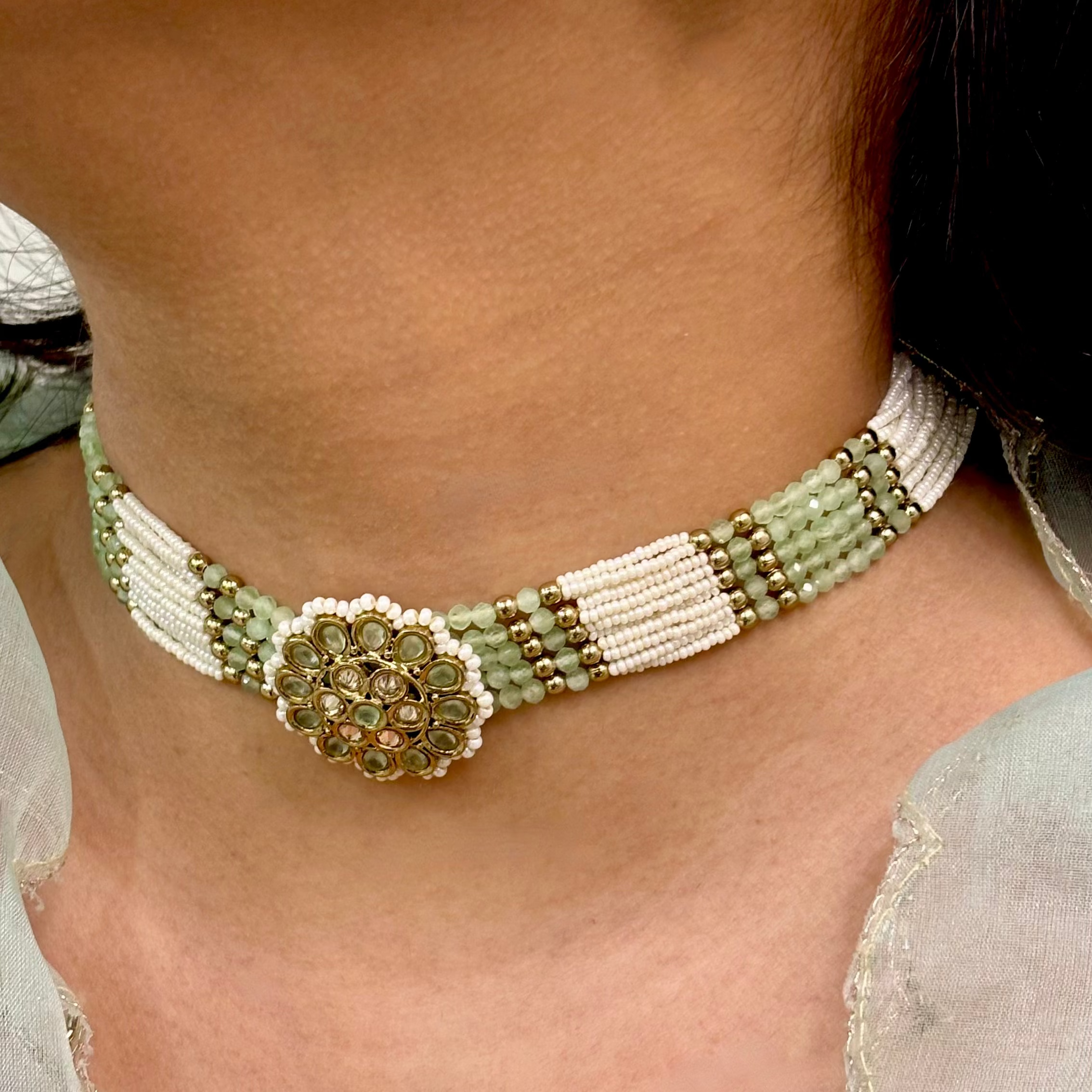 Serene Light Green Kundan Choker Set