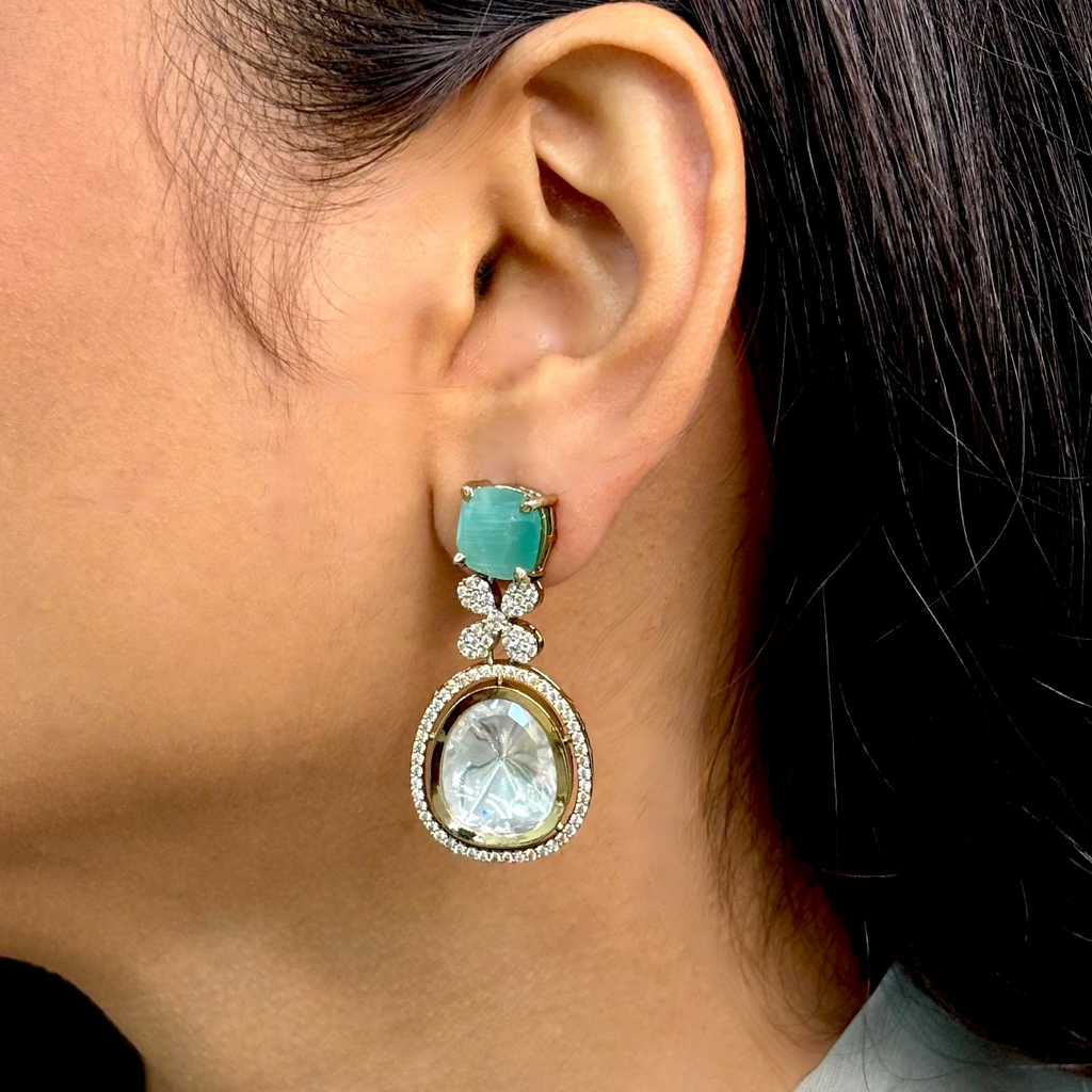 Ethereal Polki Green Droplets