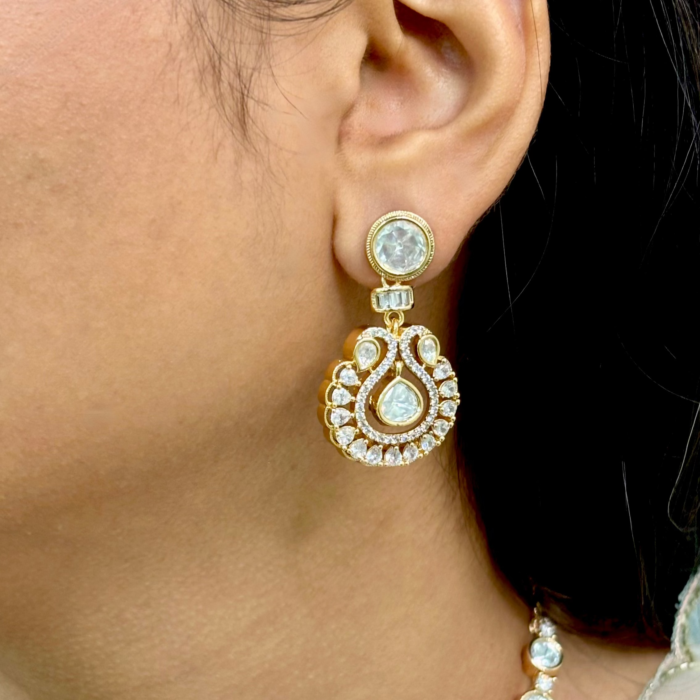 Elegant Plain Polki Necklace Set