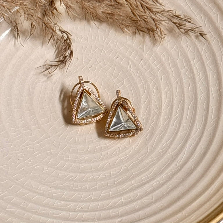 Triangle Plain Polki Studs