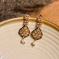 Modern Green Kundan Danglers