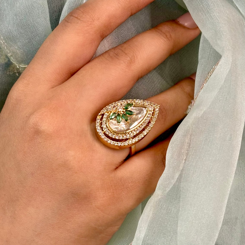 Elegant Forest Kundan Ring