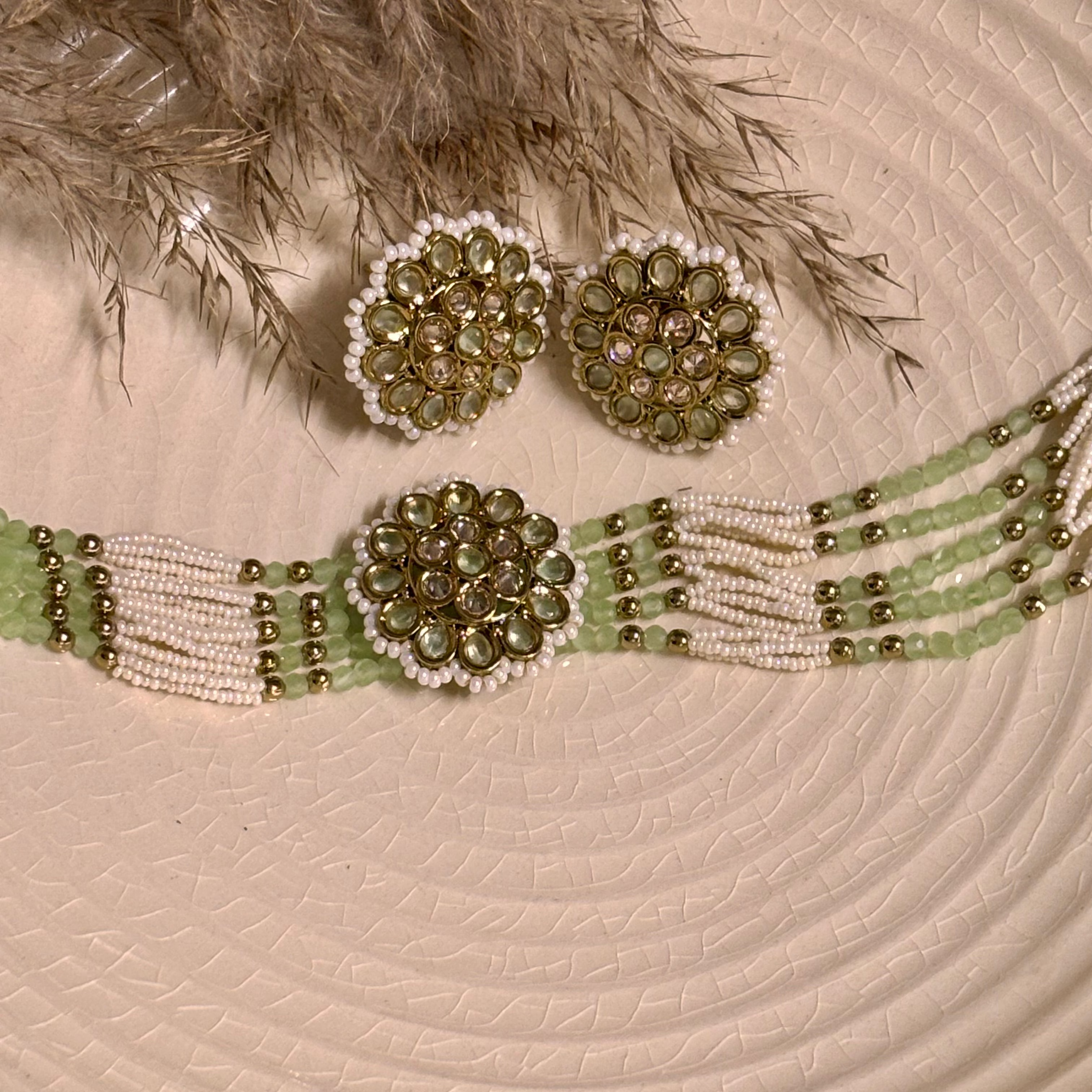 Serene Light Green Kundan Choker Set