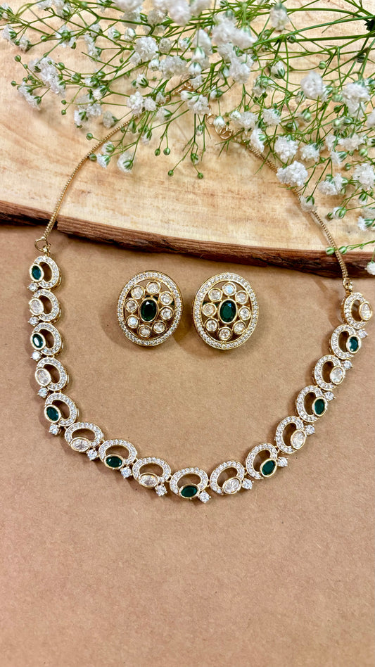 Delicate Emerald Charm Kundan Choker