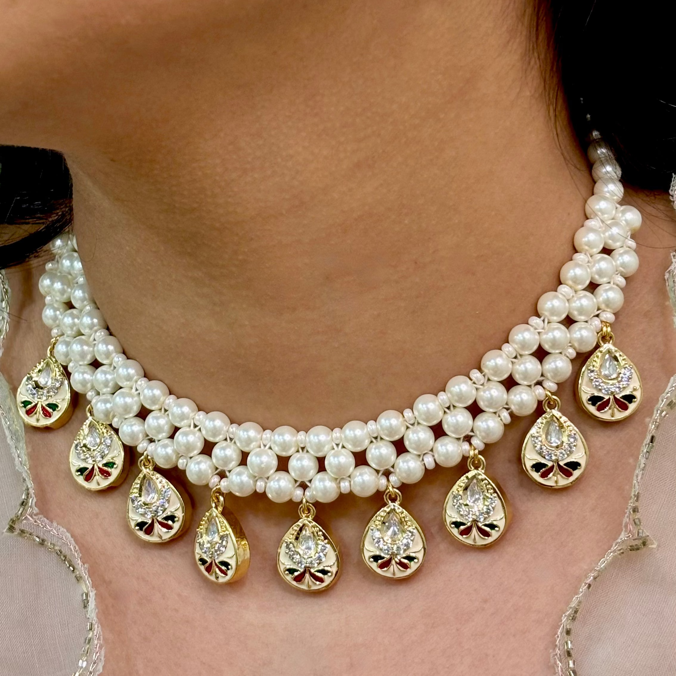 Pearl Dew Drop Choker Set