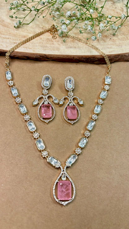 Blush Elegance Kundan & Polki Necklace