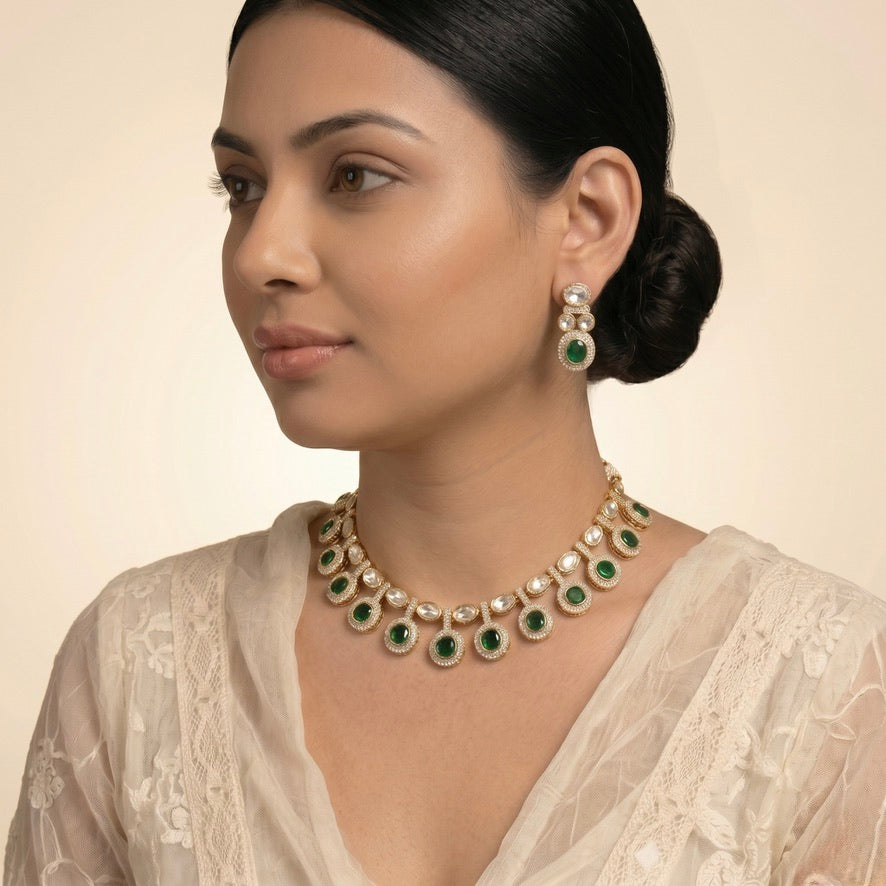 Celestial Green Polki & Kundan Choker Set