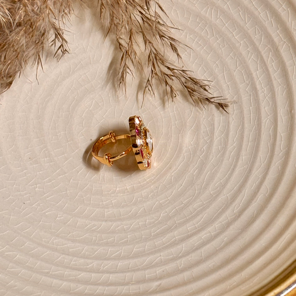 Rose Radiance Kundan Ring