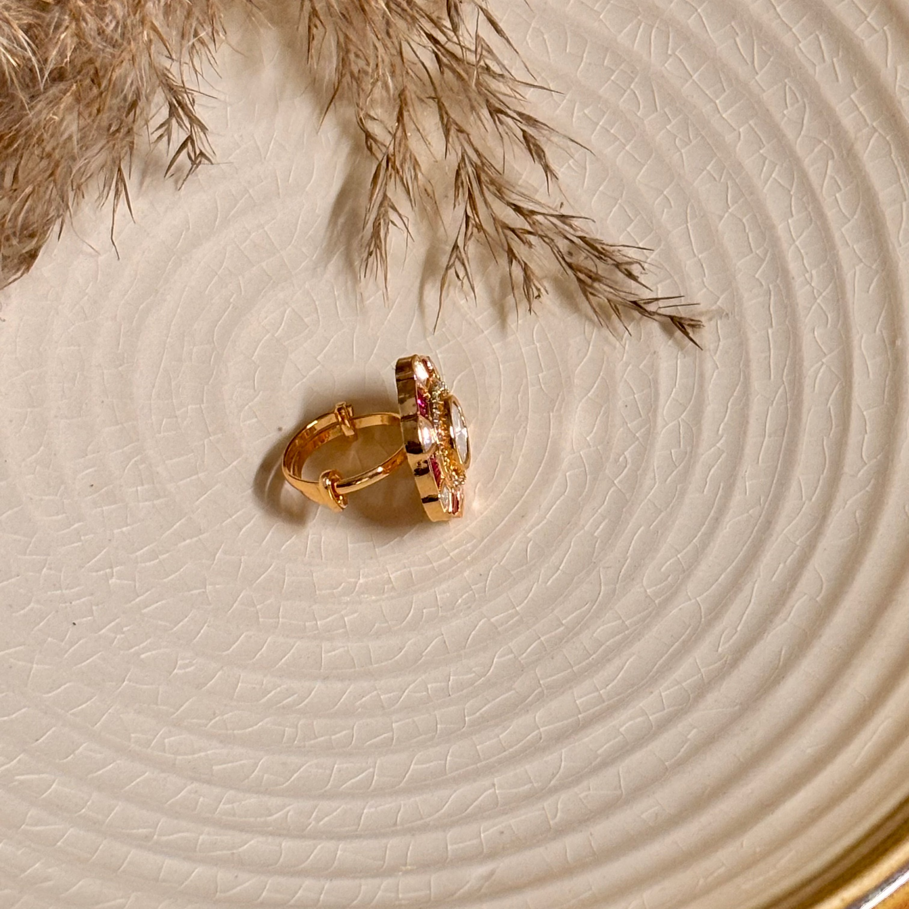 Rose Radiance Kundan Ring