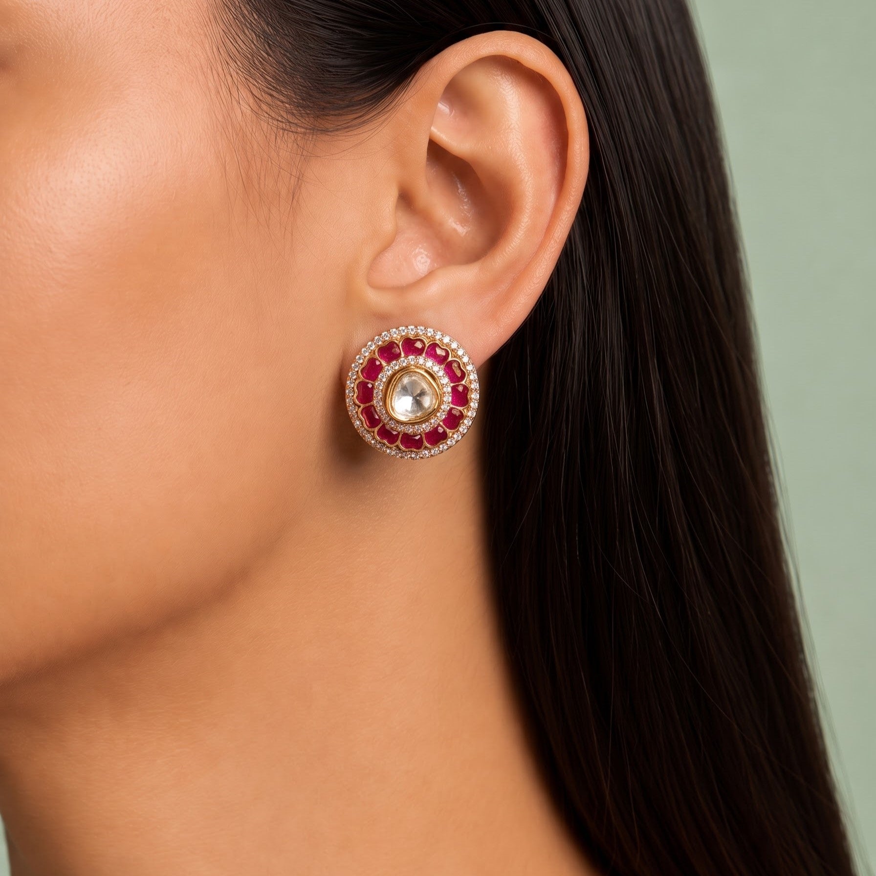 Serene Pink Polki Studs