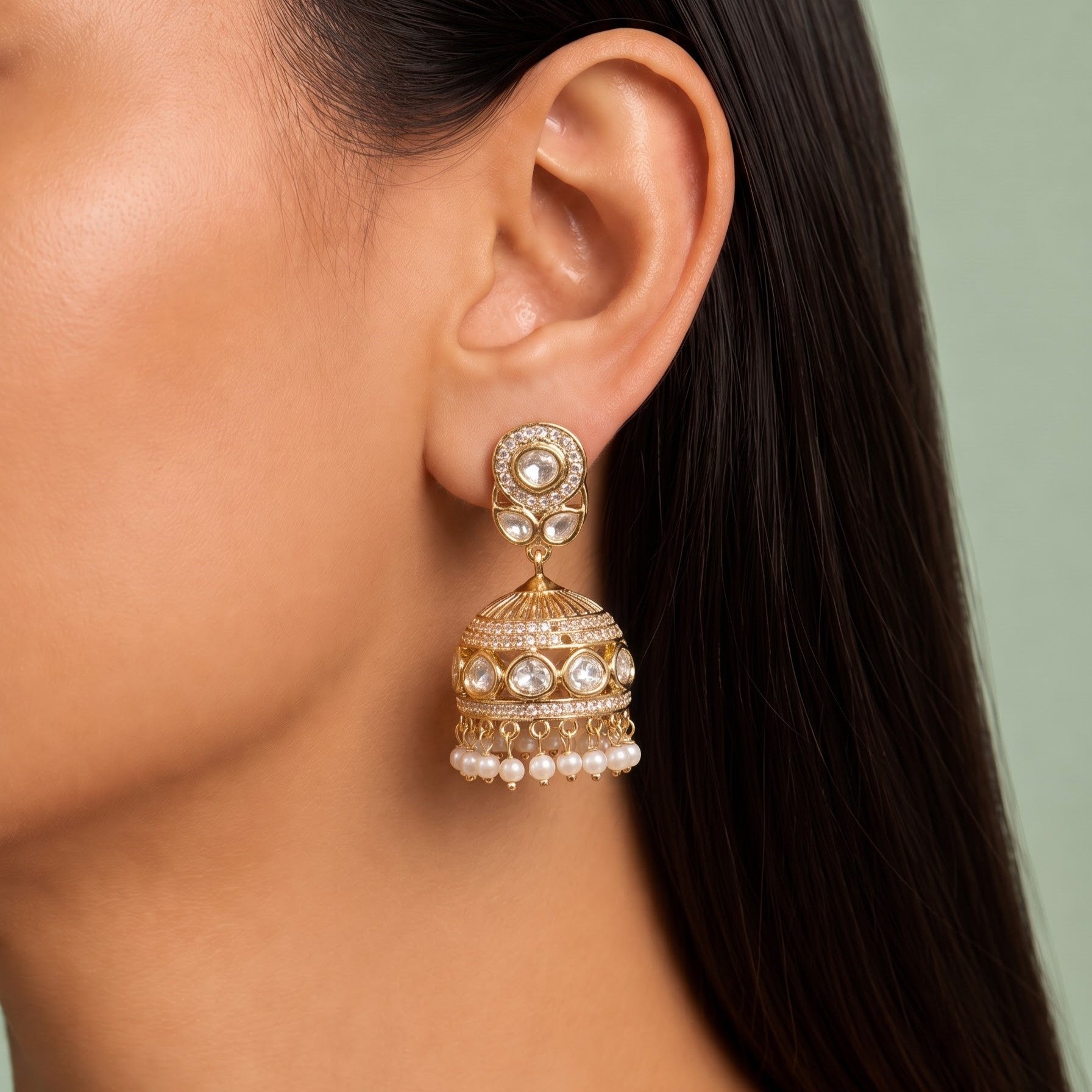 Opal Plain Polki & Kundan Danglers