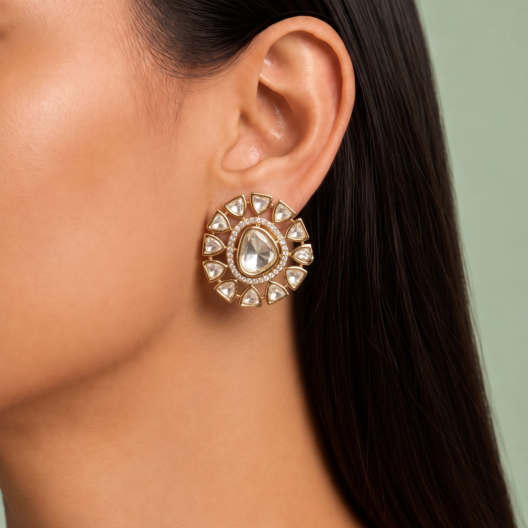 Ruhaniya plain polki kundan studs