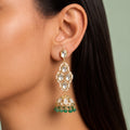 Exquisite Green Kundan Polki Jhumkas