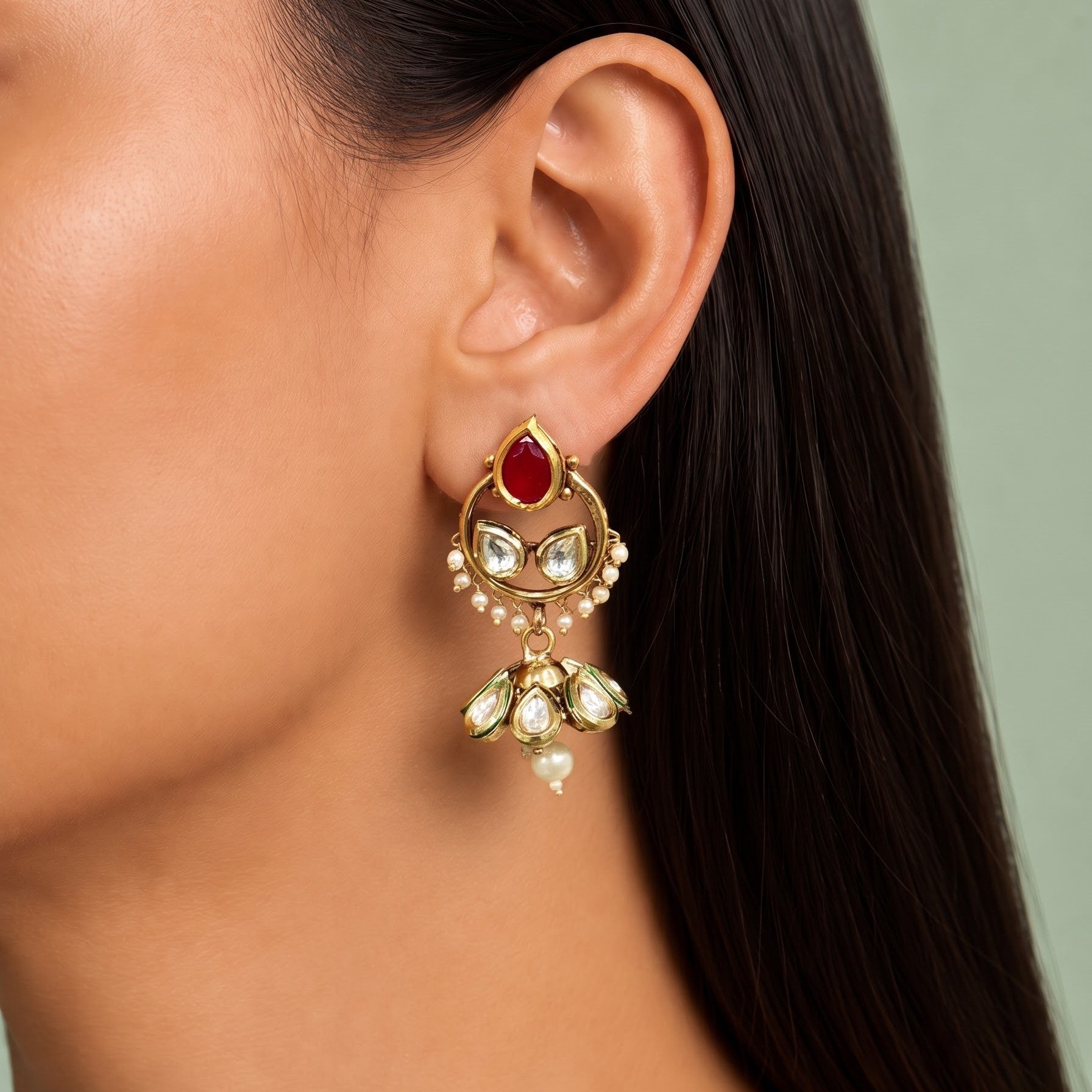 Refined Multi Colored Kundan Danglers