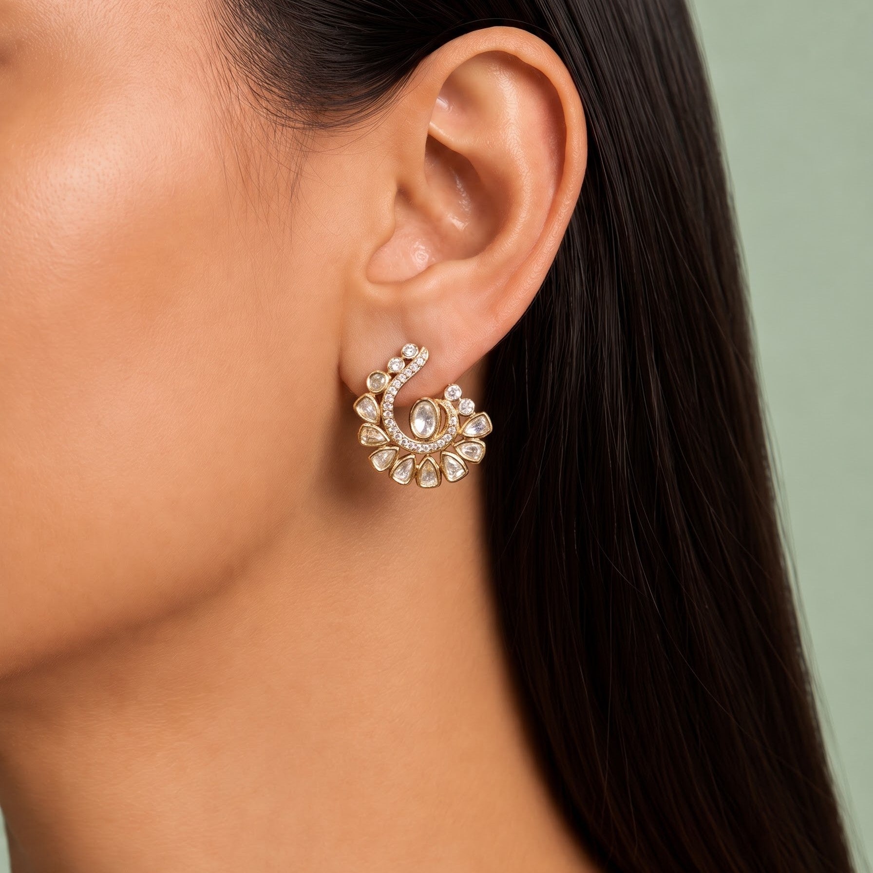 Minimalist Plain Polki Earring