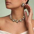 Modern Emerald Polki & Pearls Choker Set