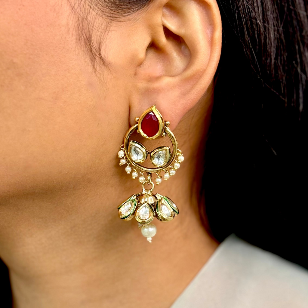Refined Multi Colored Kundan Danglers