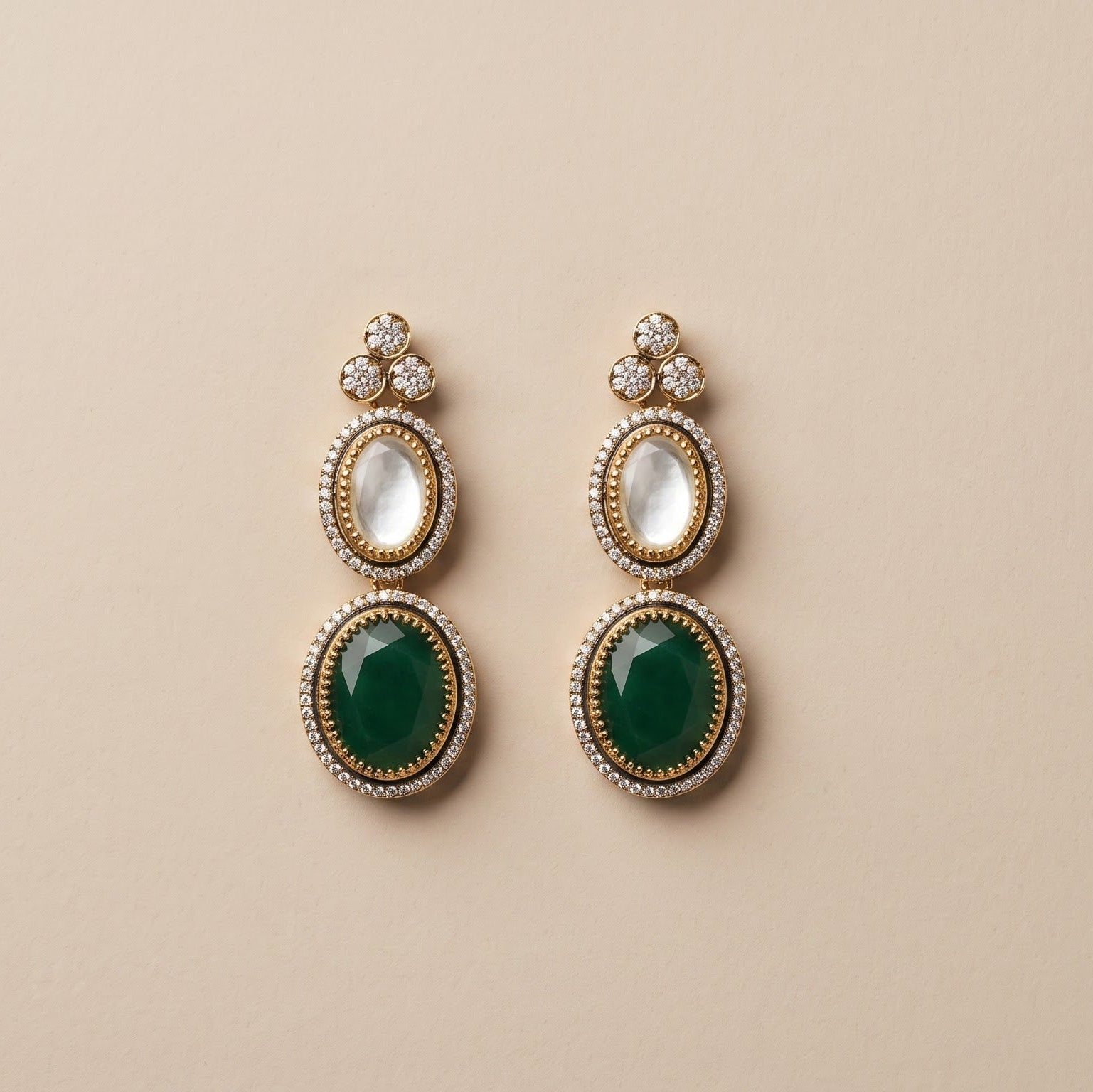Emerald & Uncut Polki Multi-Tiered Statement Necklace Set