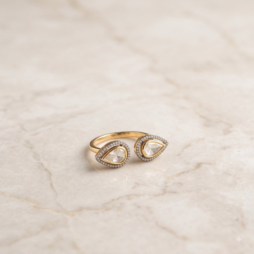 Teardrop Statement Open Ring